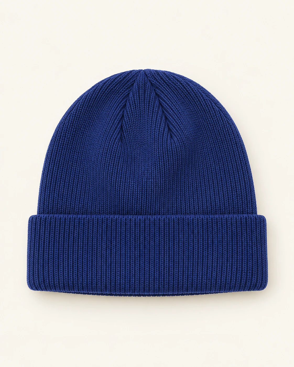 Gorro de punto azul rey con dobladillo